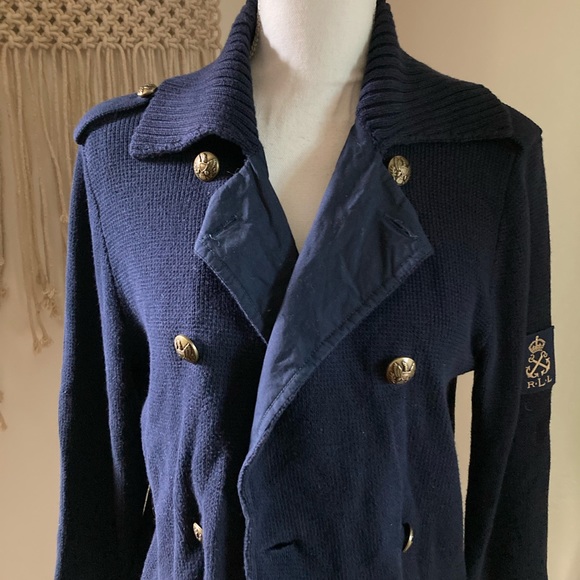 Ralph Lauren Navy Cream Sweater Cardigan - Picture 5 of 6